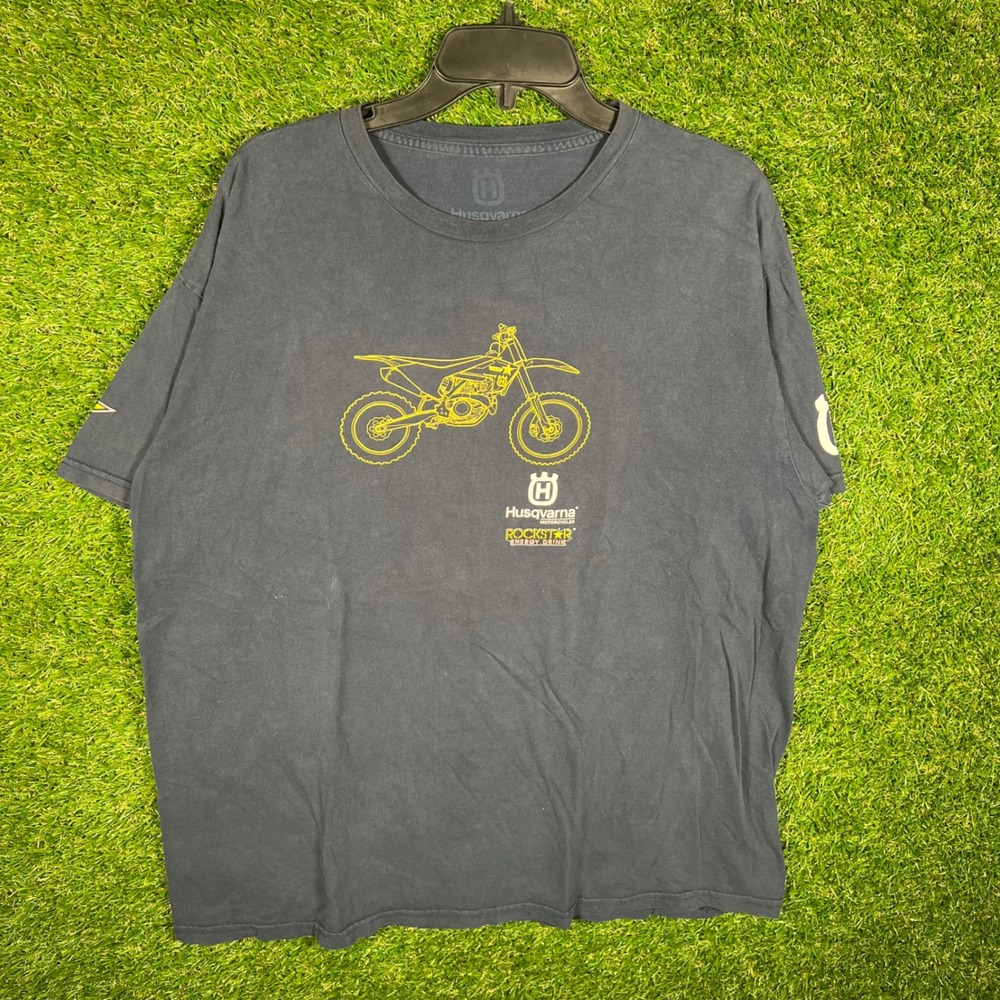 Husqvarna‎ Motorcycles Rockstar Energy Dirt Bike Graphic T-Shirt Mens XL Navy
